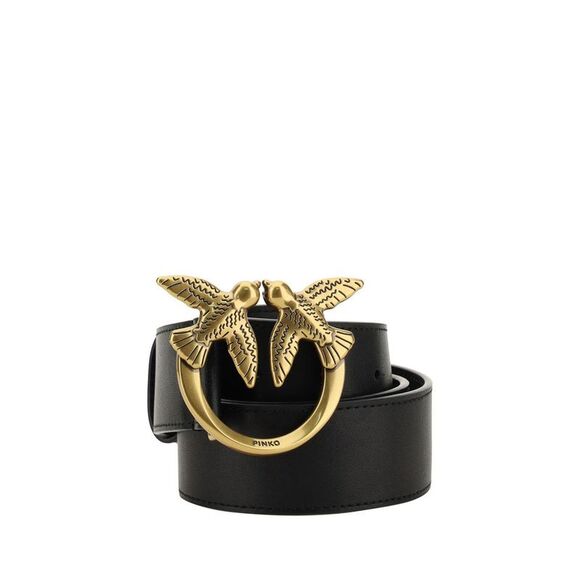 PINKO Black Calf Leather Bos Taurus Women's Belt